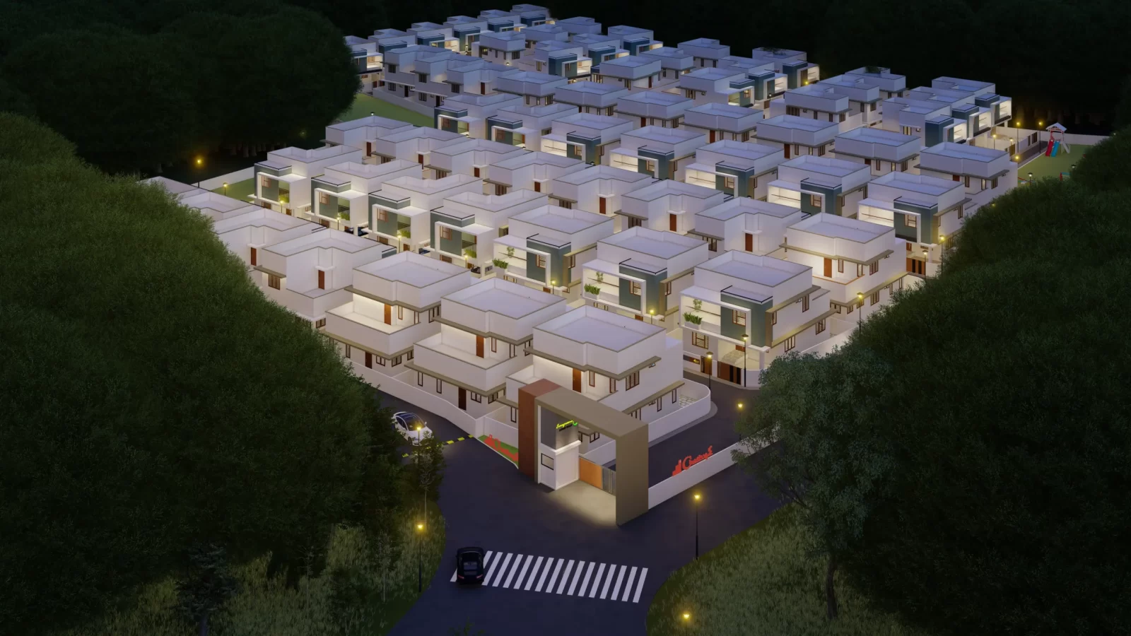 Spacious 3 BHK villa design with landscaped garden – Evergreens Villas.